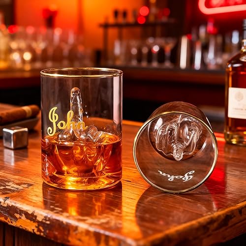 Personalized Middle Finger Funny Whiskey Glass, 12.5 OZ Glass for Scotch, Bourbon, 3D Middle Finger Design, Fun Gag Gifts for Men, Dad, Husband, Boyfriends, Party Favor, Birthday Xmas Gifts
