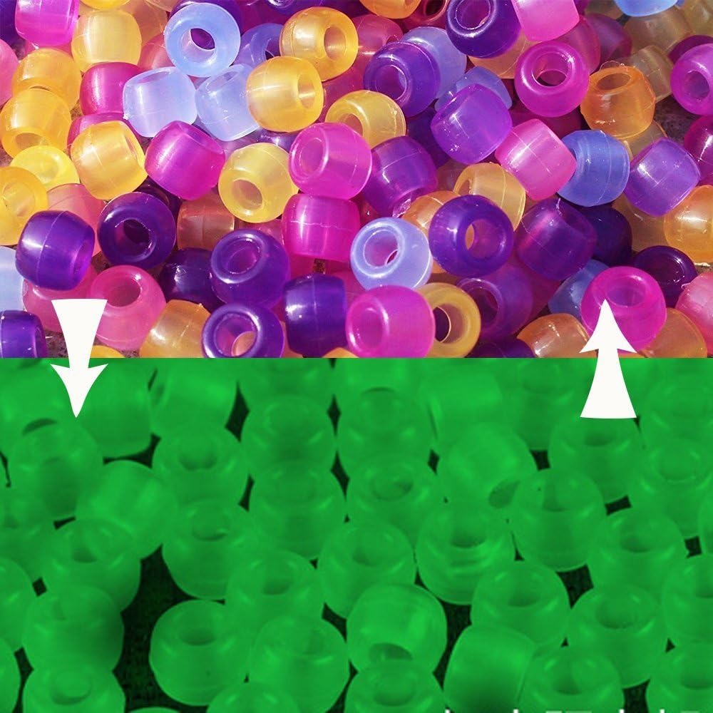 JPSOR 500 pcs Uv Beads Multi Color Changing Reactive Plastic Beads, Glow in The Dark, Fun for DIY, Jewelry and Bracelets Making