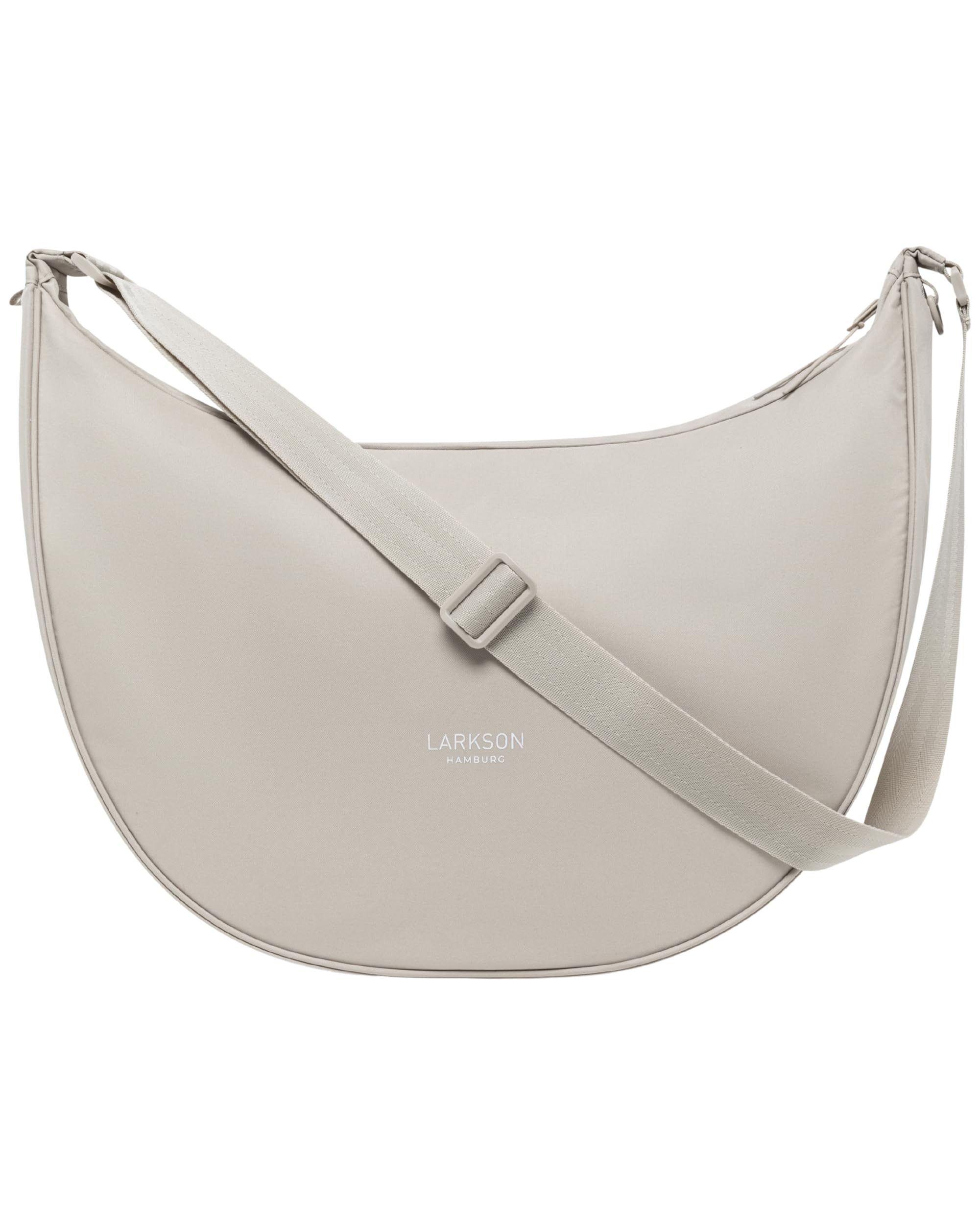 LARKSON Crossbody Bag Damen & Herren Beige - Solveig XL - Große Umhängetasche im Halbmond Style -Tasche mit 16 Zoll Laptopfach - Moon Bag - Wasserabweisend
