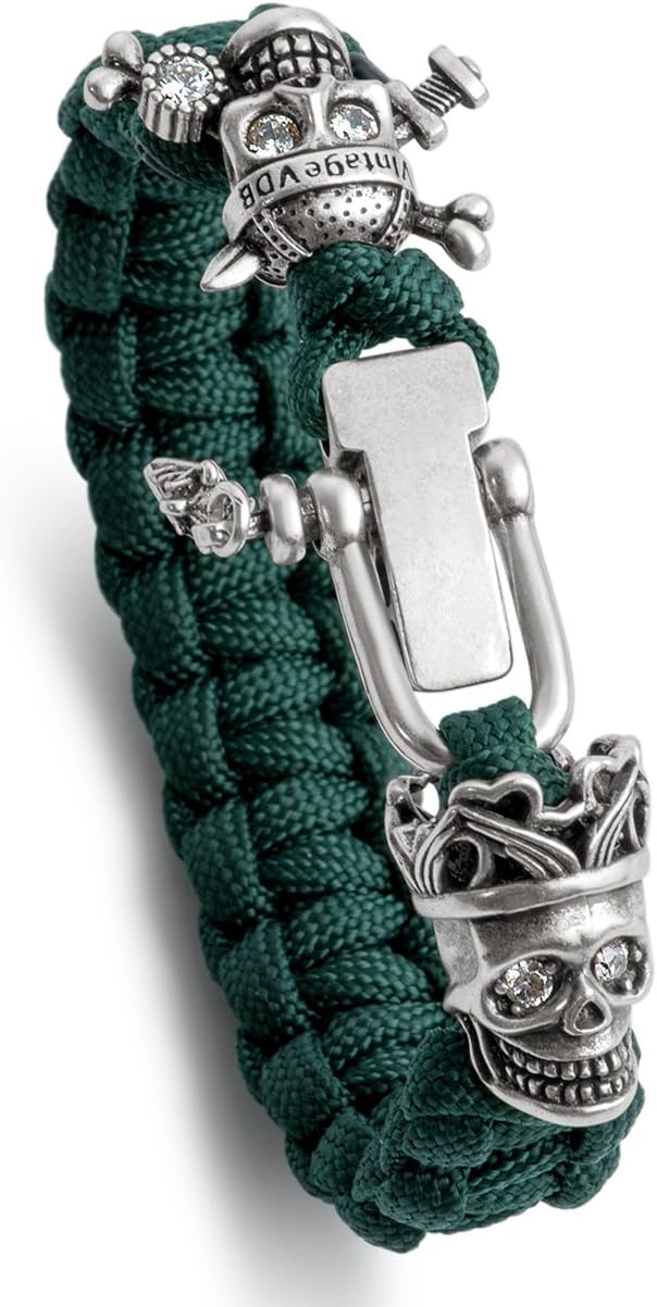 Skull Series Paracord Bracelet Set with Adjustable D Shackle, Personalized Fashion Jewelry Gift