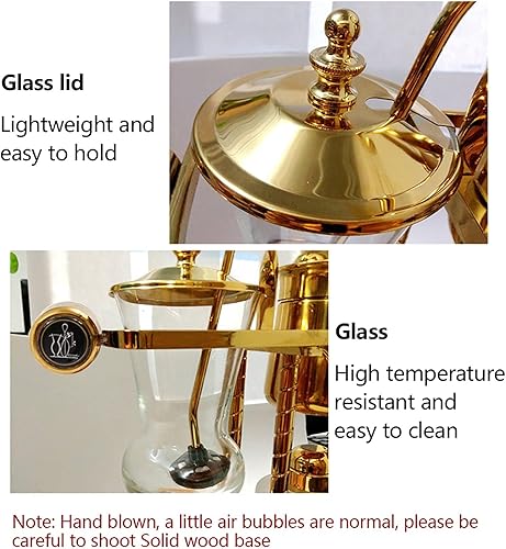 Miniatura 8 de LOYALHEARTDY Juego de cafetera sifón, 4 tazas de café con sifón manual retro, juego de cafetera con sifón con equilibrio familiar, cafetera belga de