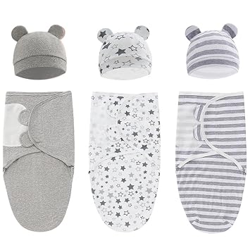 3-Pack Organic Baby Swaddle Sleep Sacks 0-3 Months NewbornGrey | Infant,Baby Girls,Boys,Nursery Swaddling Blankets