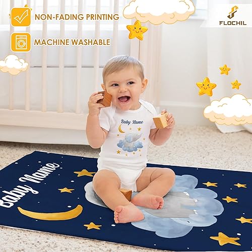 Miniatura 5 de FLOCHIL Manta de bebé personalizada para niños, manta de bebé personalizada con nombre, manta de bebé de elefante personalizada, regalo para baby