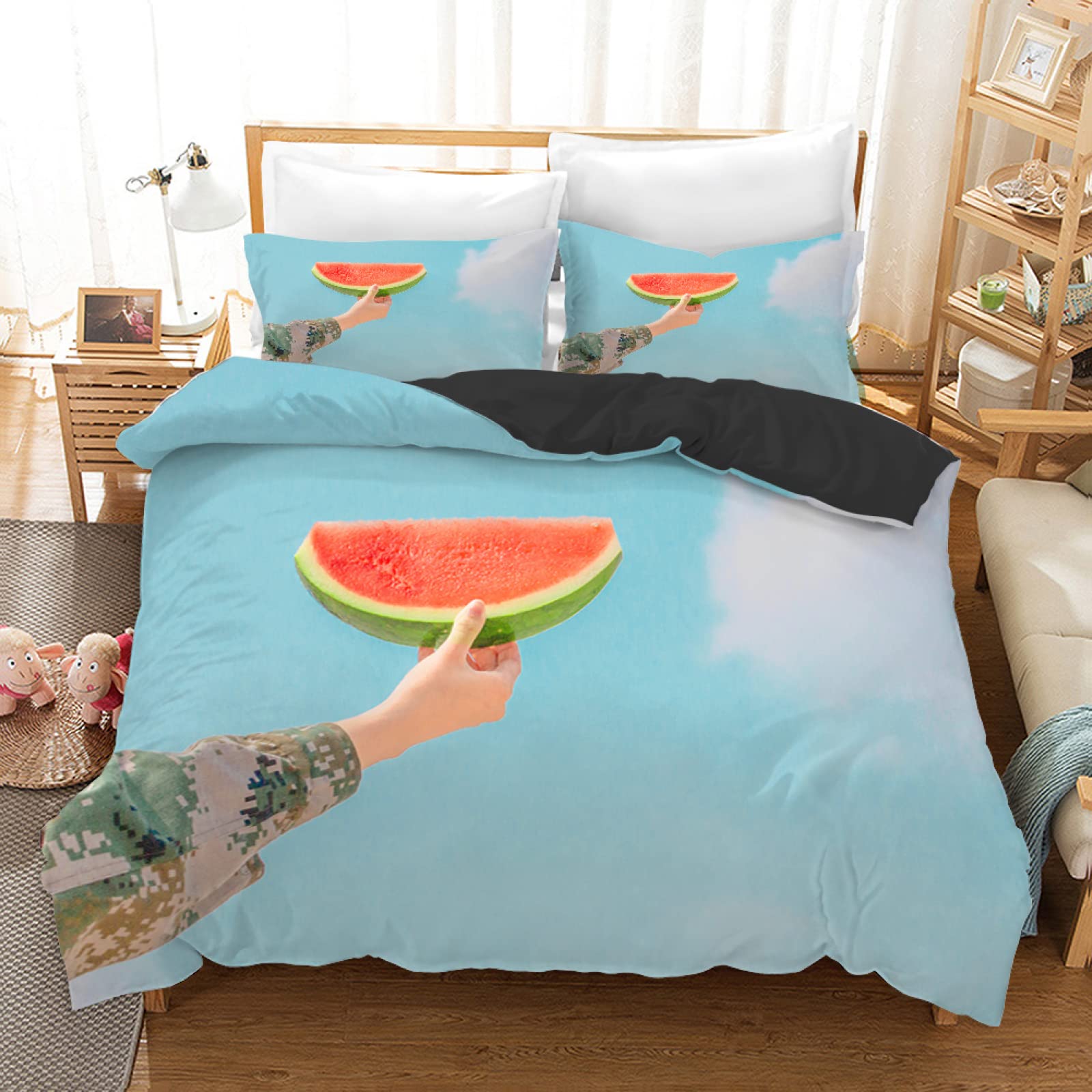 Housse de couette 90x190 pastèque bleue pour des nuits douces et colorées