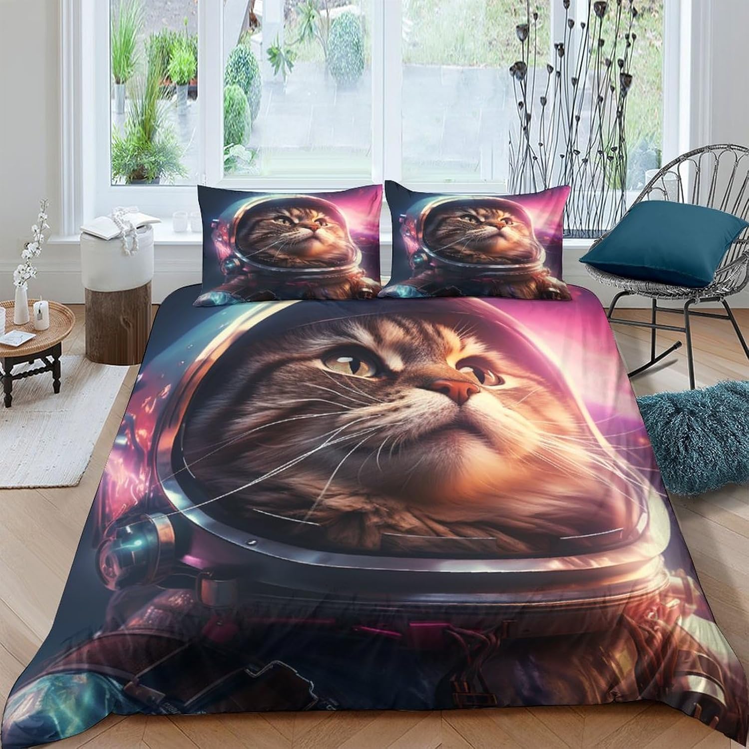 Parure de lit chat 155x220 cm pour créer une ambiance cocooning et chaleureuse dans la chambre