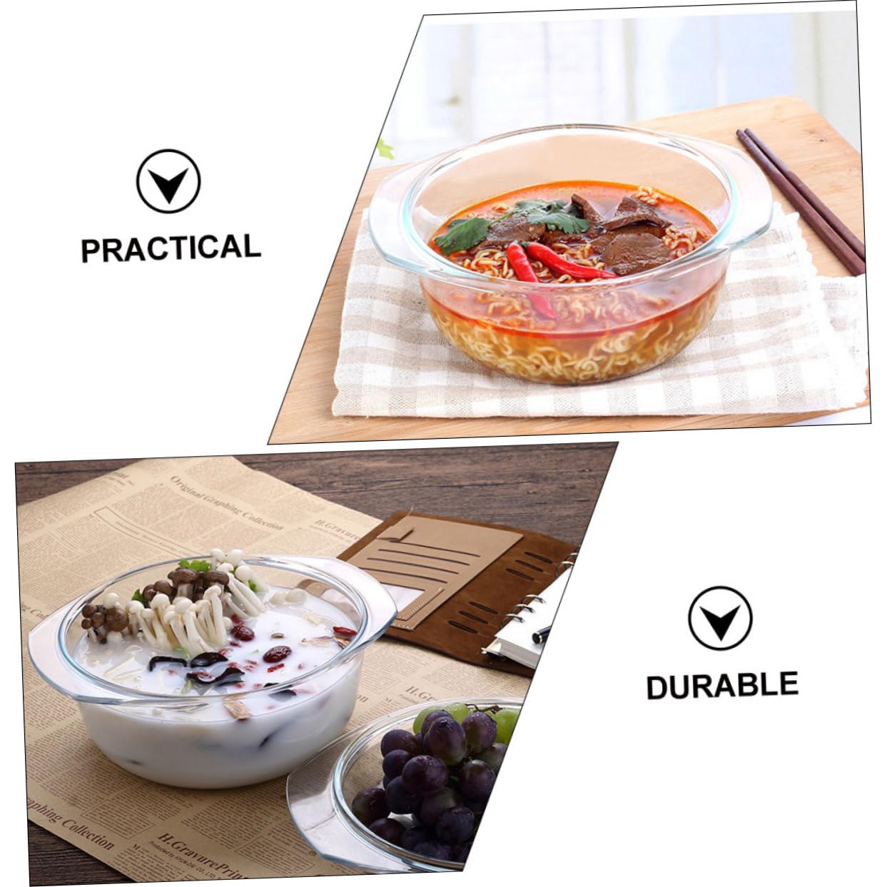 SHOWERORO Glasschüssel Mit Deckel Hitzebeständige Ofenglas-schüssel Mikrowellen-glasbehälter Klar Und Für Kochen Und Erwärmen