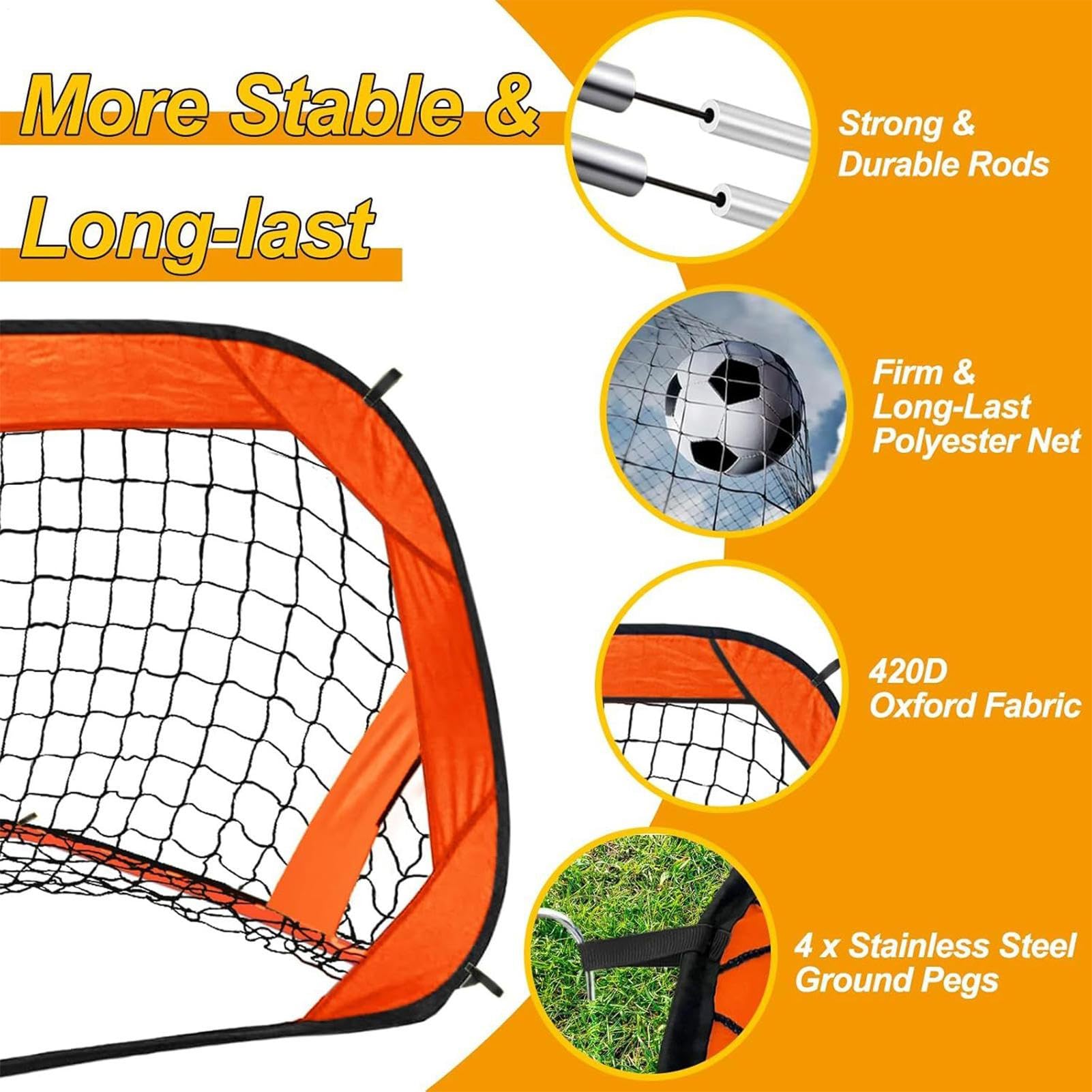 Porta da calcio pieghevole, rete da calcio pieghevole per interni ed esterni, leggera e facile da montare, ideale per allenamento in cortile, sport per bambini, giochi divertenti all'aperto