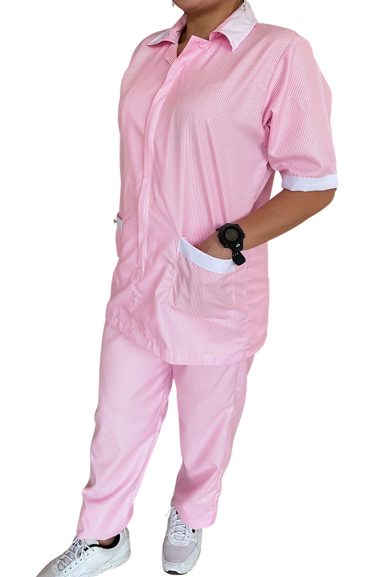 GenericHousemaid Uniform Pink Cotton Housekeeping Maid Uniform