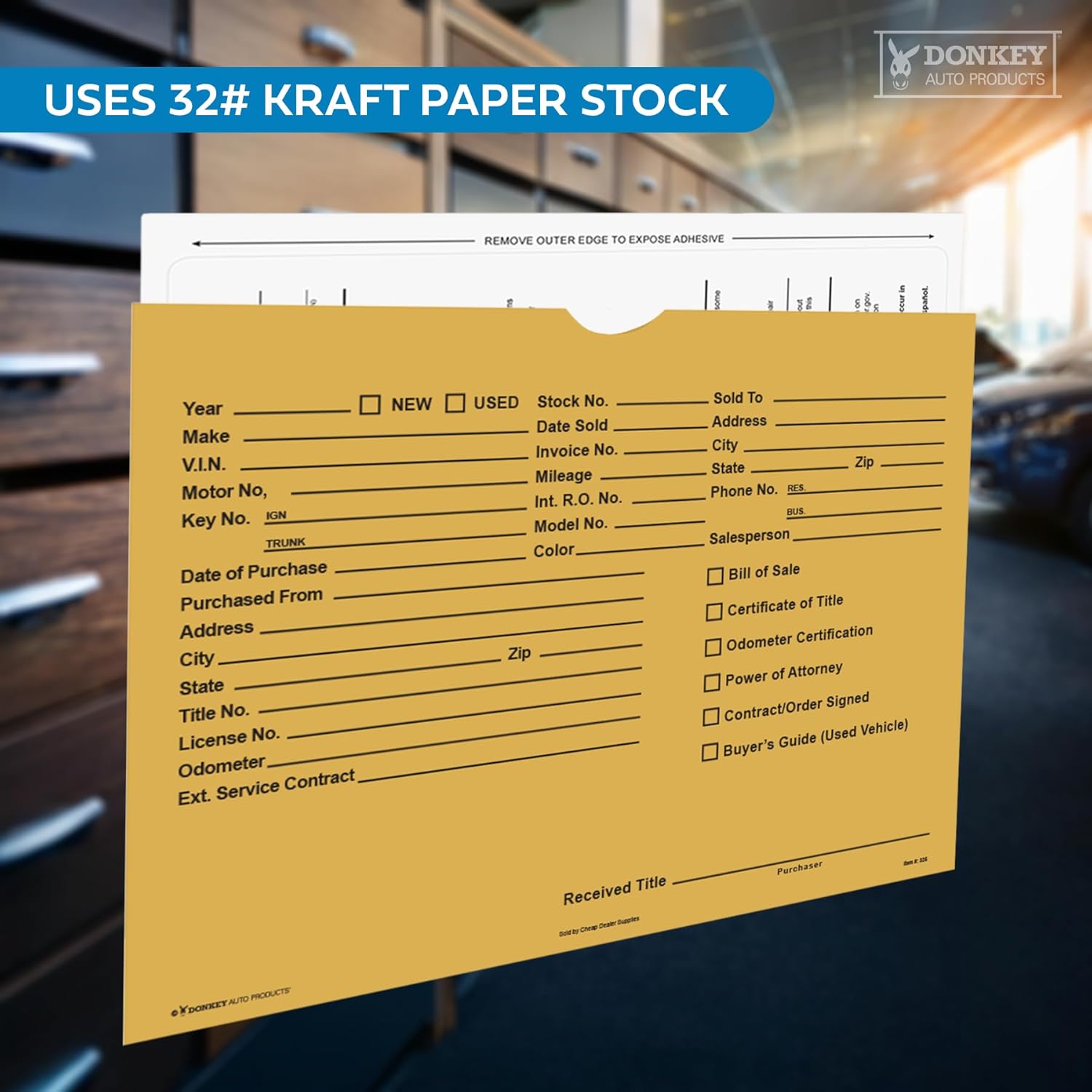 Printed Vehicle Deal Envelopes 9x12 Deal Jackets (100 shrink wrapped) (Buff) - Image 5