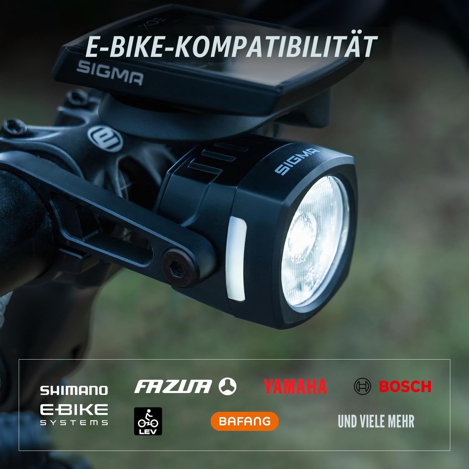 SIGMA EOX FL 150 | StVZO zugelassene Beleuchtung für E-Bikes | E-Bike Frontleuchte mit 150 LUX | USB-C Ladeanschluss | Tagfahrmodus & Lichtsensor