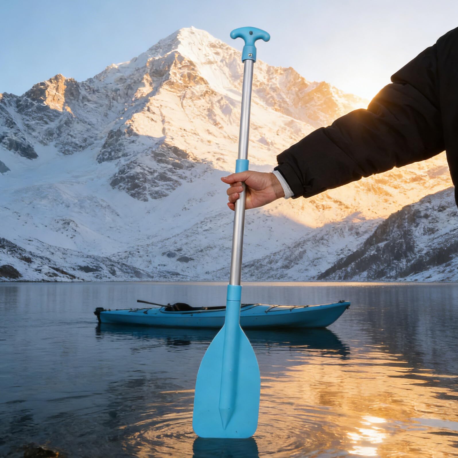 Pagaia Telescopica di Emergenza Antiscivolo per Kayak e Piccola Barca, Pagaia Pieghevole Regolabile per Rafting e Canoa, Accessorio Portatile Leggero per attività Outdoor sul
