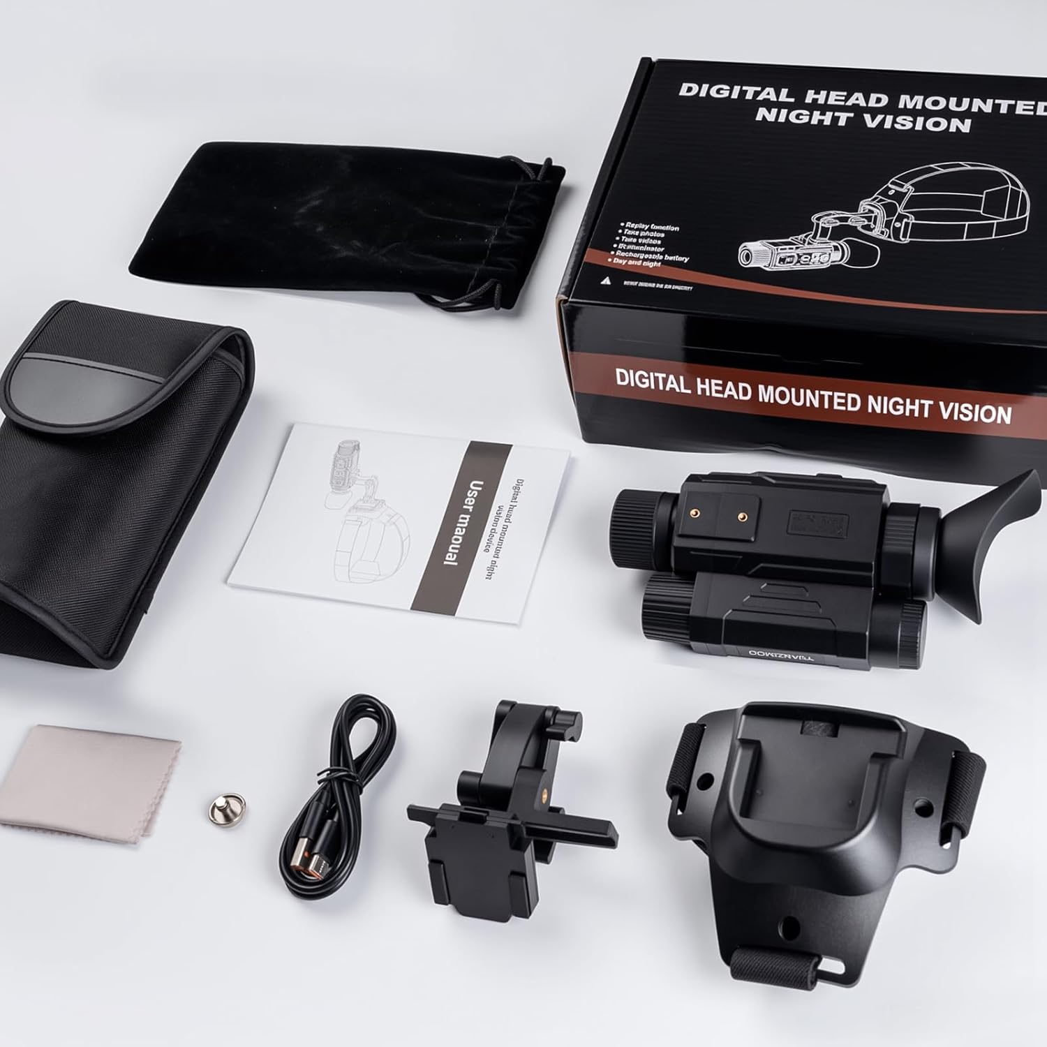 Head-Mounted Night Vision Monocular Digital Infrared Monocular for Camping Hunting