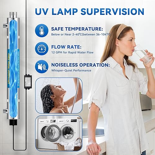 Miniatura 6 de UV Water Filter Whole House, 55W 120V Water Purifier Filter System for Whole House Water Purification, 12GPM, 3/4" MNPT Inlet/Outlet for Purity, +1