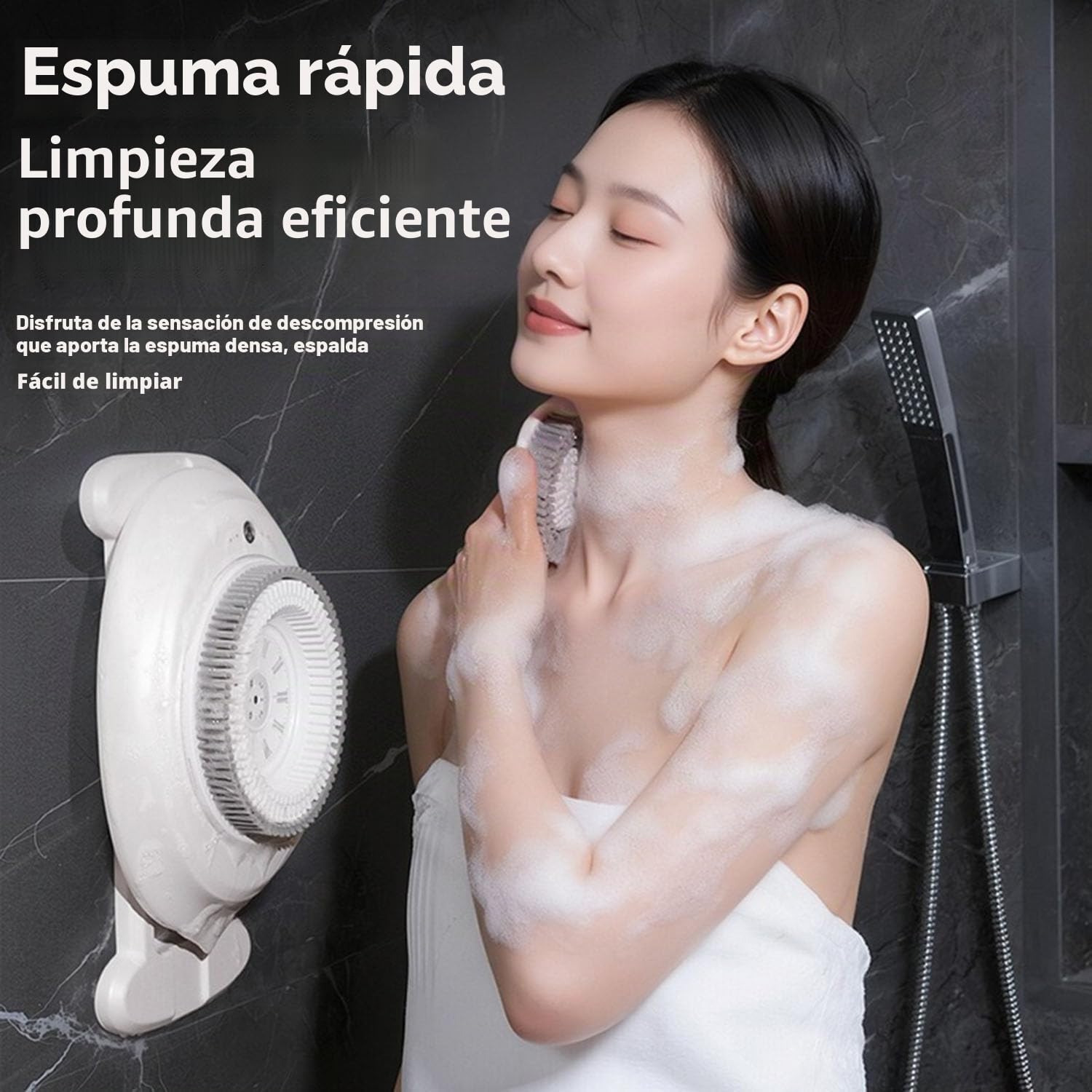 Cepillo de baño eléctrico inteligente montaje en pared artefacto para frotar la espalda altura ajustable con giratorio 360 herramienta recargable limpieza masaje y exfoliación spa casa