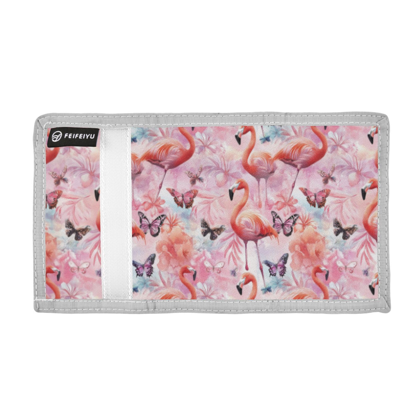 Wusikd Flamingos Pink Kids Wallet for Boys Girls Watercolor Toddler Trifold Wallet Novelty Wallet for Teens Women Men