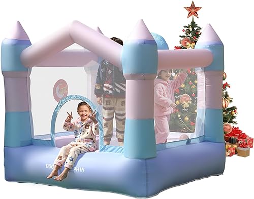 Mini Casa de Rebotes, Castillo Inflable con Soplador para Niños de 3-8 Años, 7.05 pies L x 6.88 pies A x 6.39 pies Al, Castillo Hinchable con Aro de