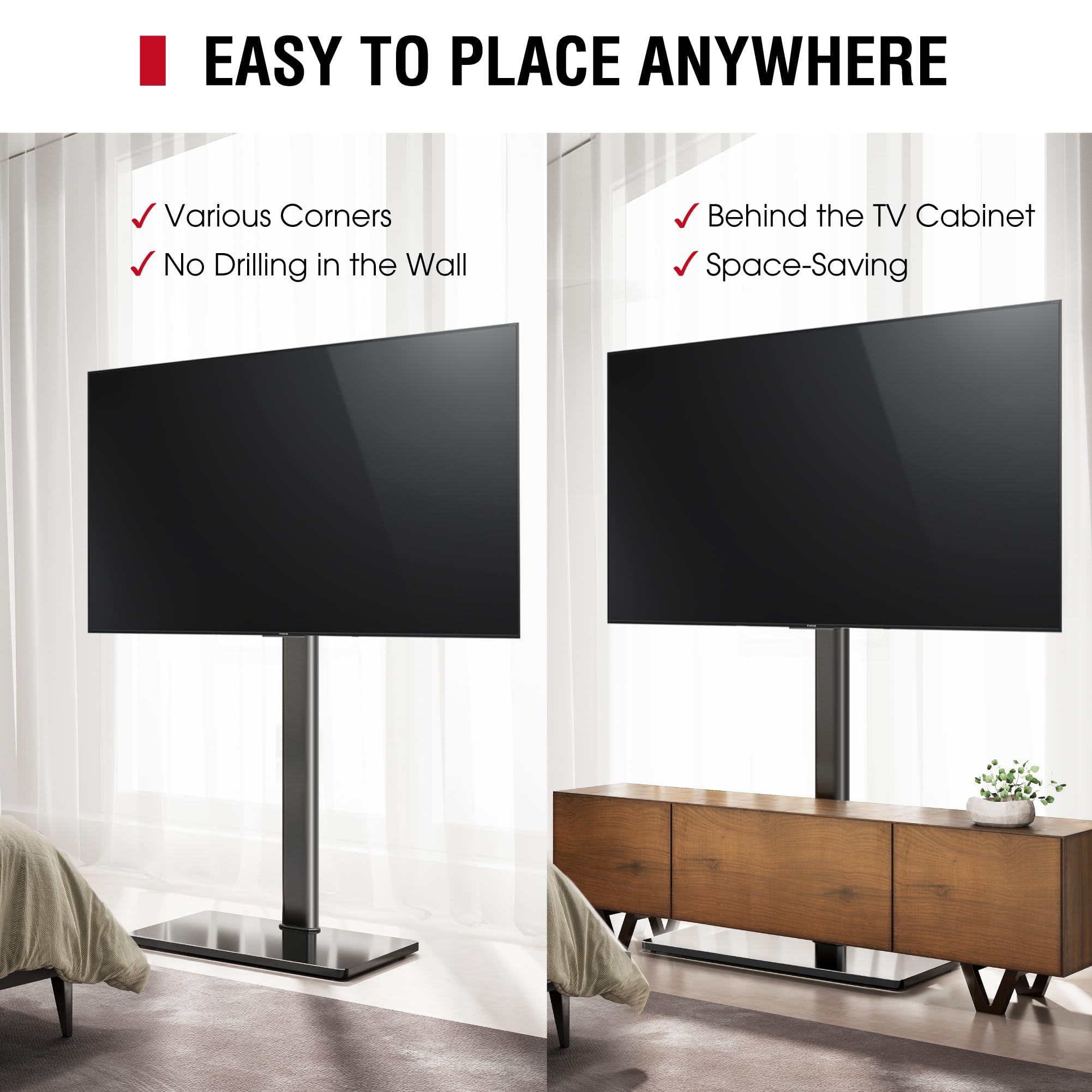 AOKCOS TV Standaard Table voor 32-75 inch, Draaibaar Kantelbaar Hoogte