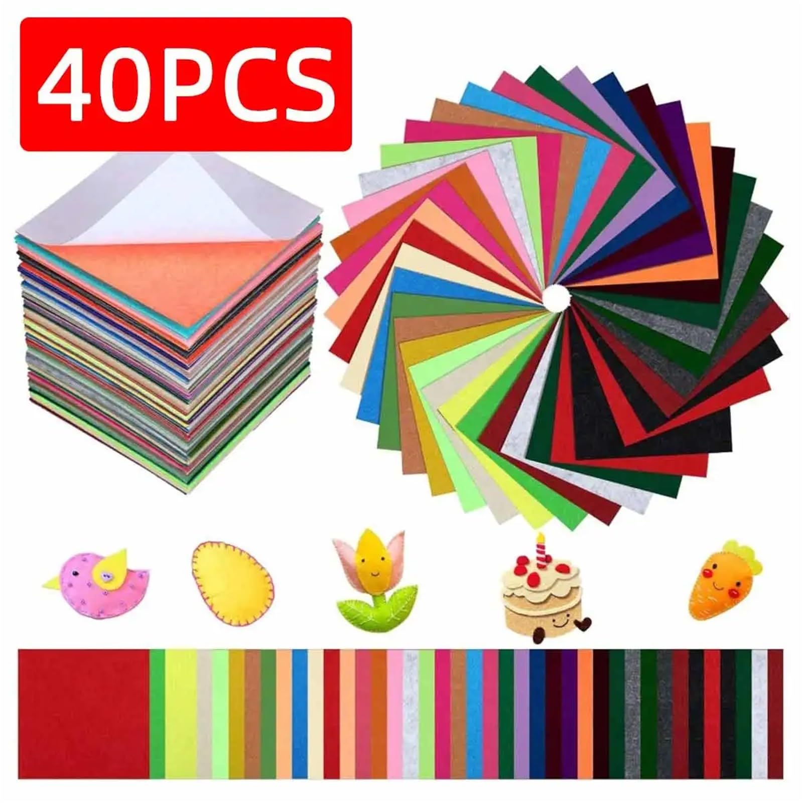 Arkusze kolorowego filcu, Arkusze filcu poliestrowego różne rozmiary 40 szt(30x30cm)