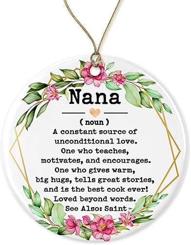 Nana Noun Ornament - Christmas Ornament for Nana - Mother's Day Ornament - Nana Gifts - Nana Definition - Keepsake Printed on One Side