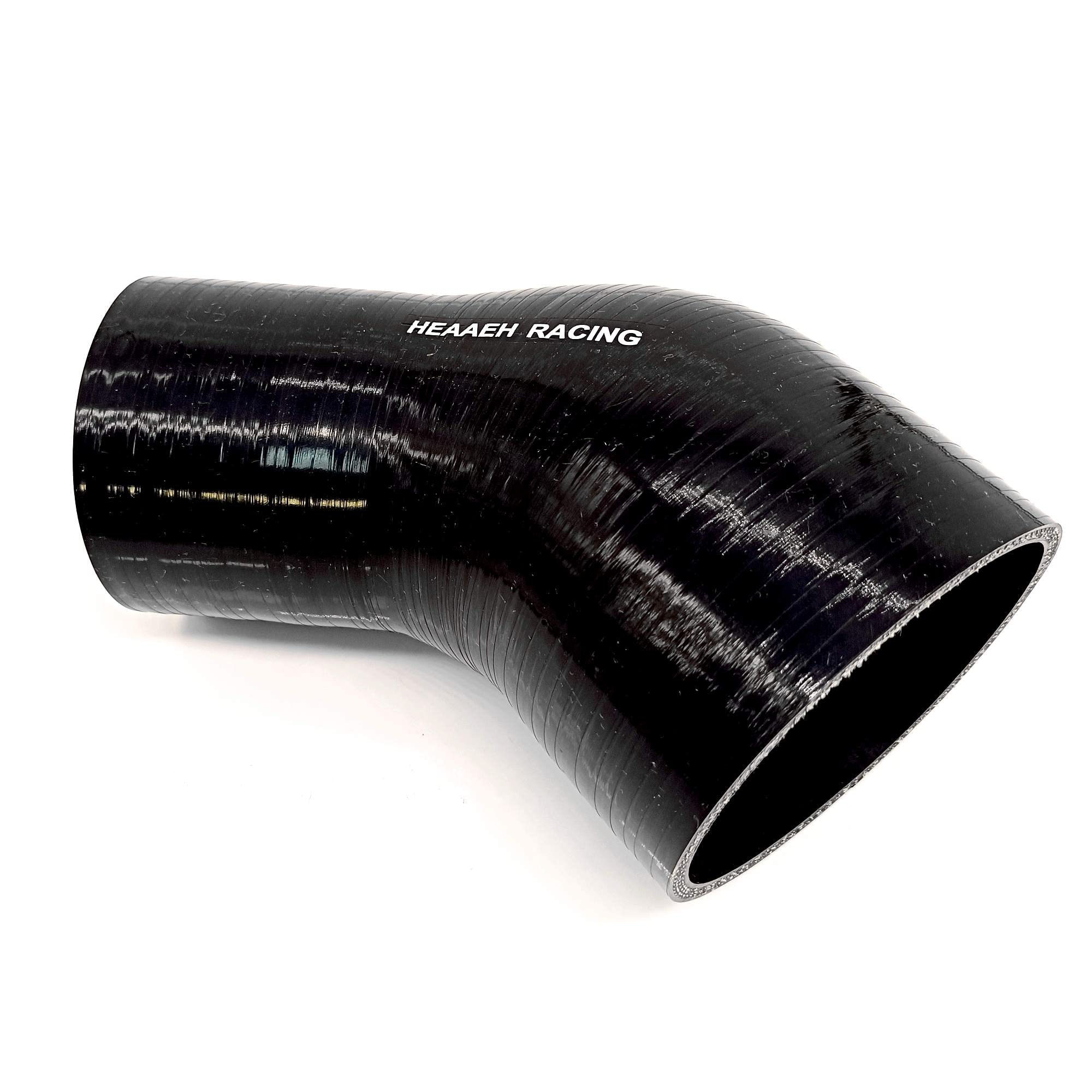 Acoplador de manguera de silicona reductor de codo de 4 capas de 45 grados de diámetro interior de 3.5 a 4.0 pulgadas, color negro (89-102 mm)
