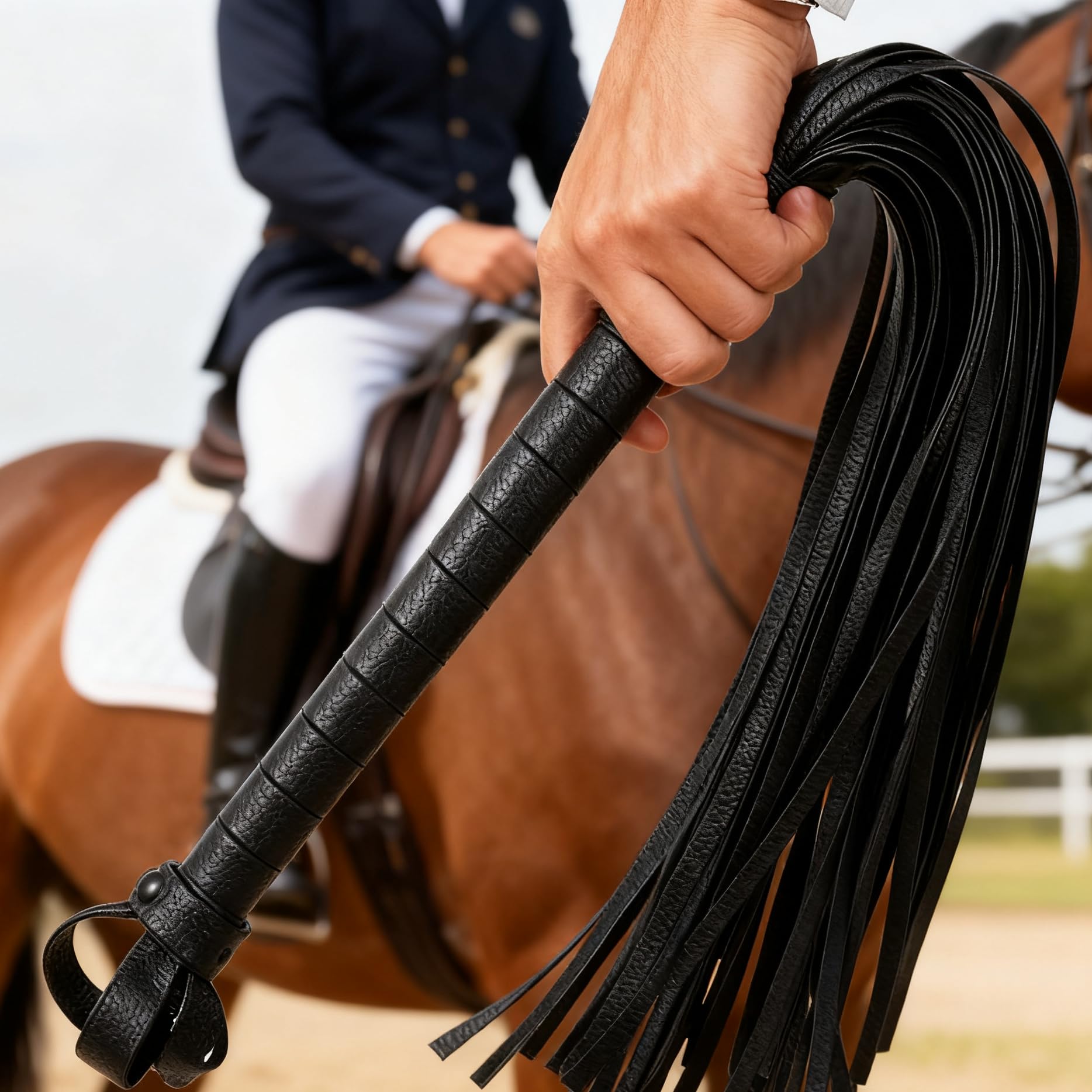 Formist Frusta da Equitazione, Nero Frustino,Outdoor Sports Portatile Antiscivolo Simil Pelle Frustino Cavallo,per Cavallo Performances, Equestrianism Cavallo Corto,Frusta in Pelle con Frange