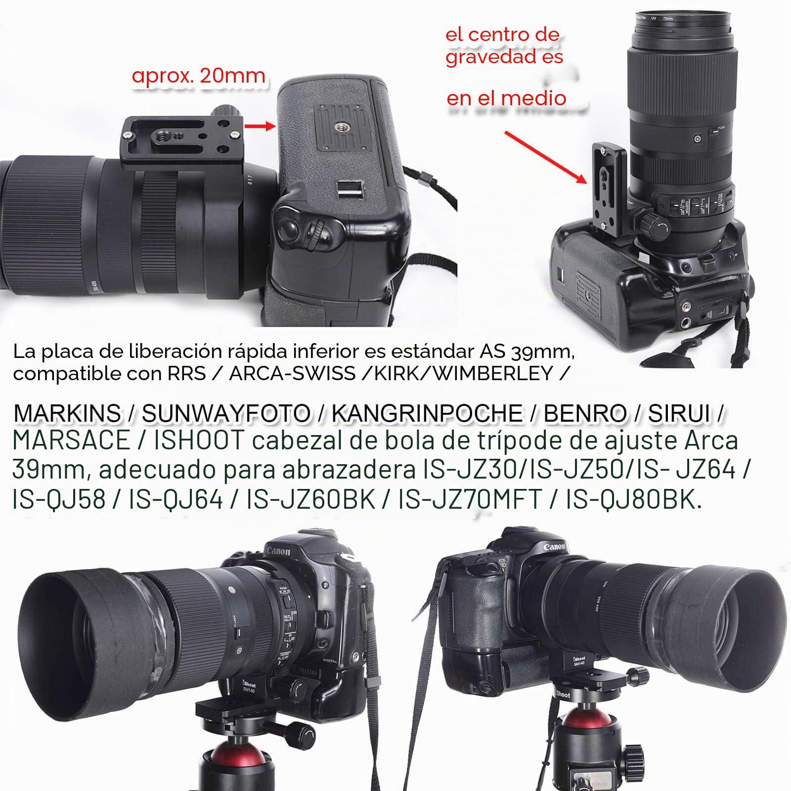 iShoot Anillo de Montaje en Trípode Collar de Lente Compatible con Sigma 100-400mm f5-6.3 DG OS HSM Contemporary EF/F Mount, Soporte de Lente Inferior es Arca-Swiss Cámara Placa de Liberación Rápida