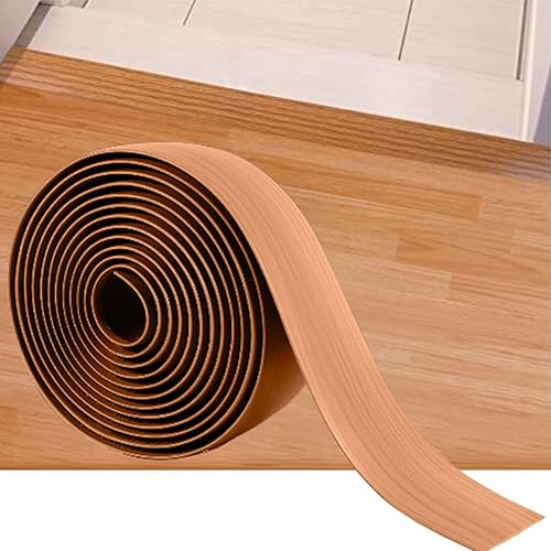 SUVEUS - Tira de transición de piso de 10 pies, tiras de vinilo autoadhesivas para cubierta de suelo, tira de transición de diseño de grano de