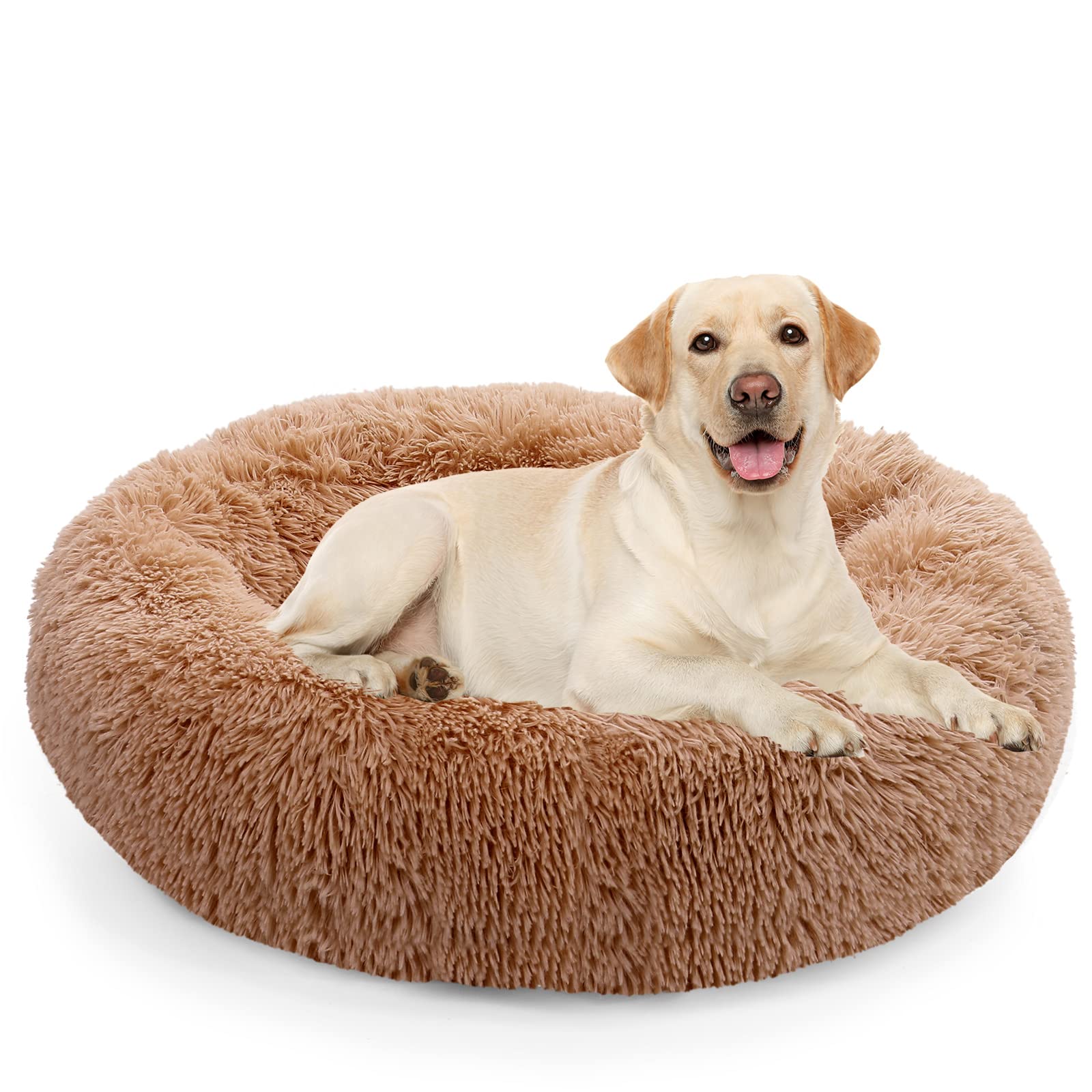 NOYAL Calming Dog Bed Donut Anti Anxiety Fluffy Dog Bed for Small Medium  Dog and Cat