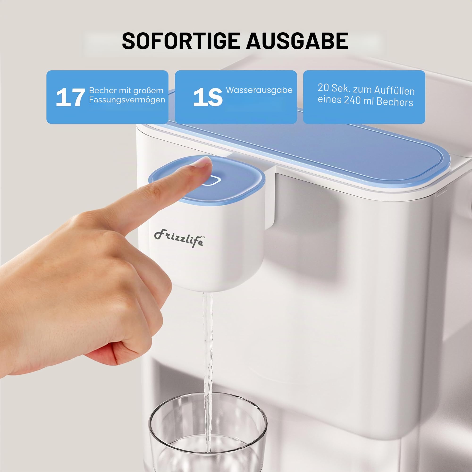 Frizzlife Sofortiger Elektrischer Wasserfilterkrug inkl. 2 Filter (je 6 Monate), 4L Wasserfilterkannen, Reduziert Chlor, Blei, Quecksilber, PFAS,PFOA/PFOS, 1514 Liter, Tragbarer Wasserfilter, MD40