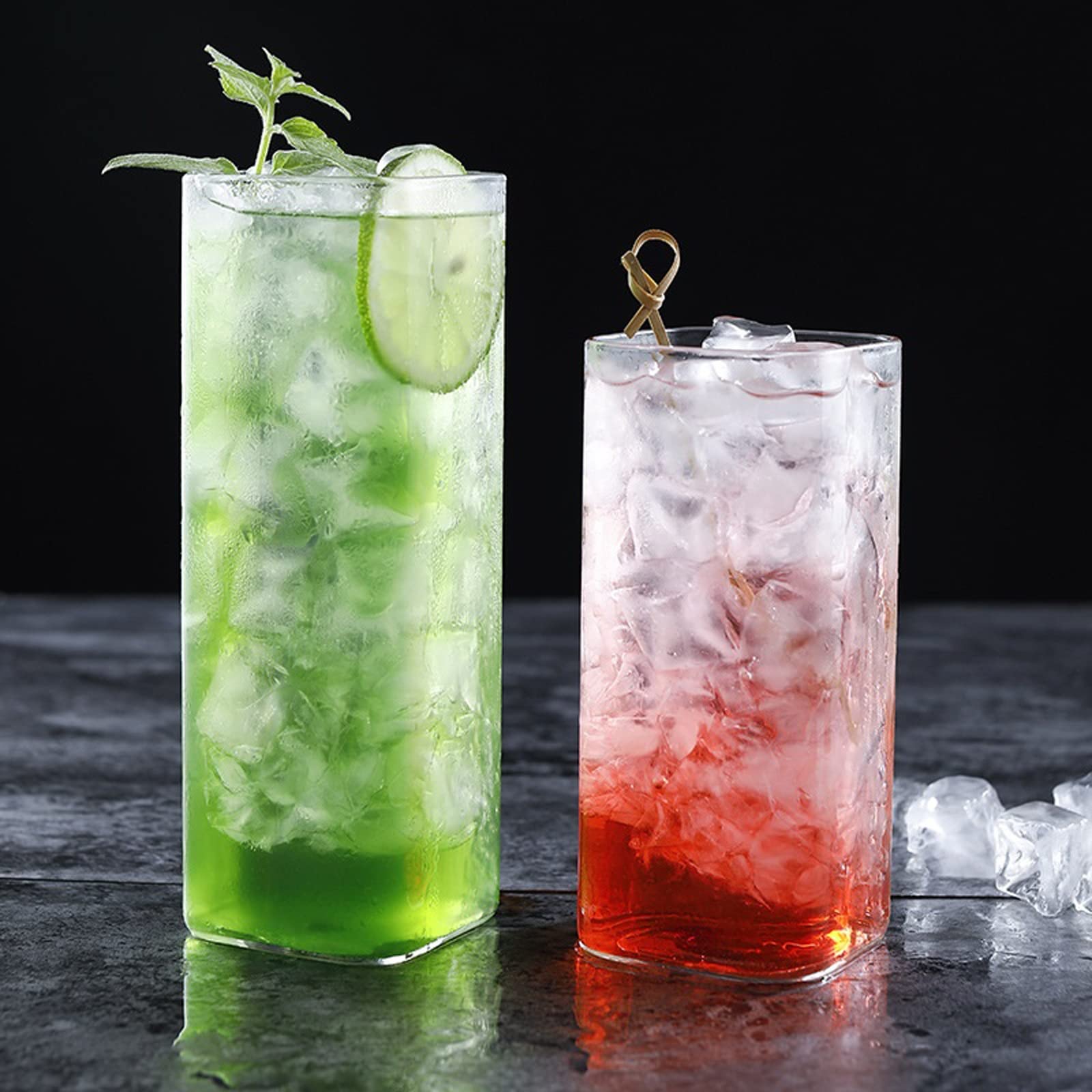 Szklane kubki cienkie kwadratowe szklanki do picia przezroczyste naczynia do picia zimny napój cola sok kawa mleko kubek restauracja artykuły kuchenne szklanki do picia (kolor: 3 szt. 400 ml)