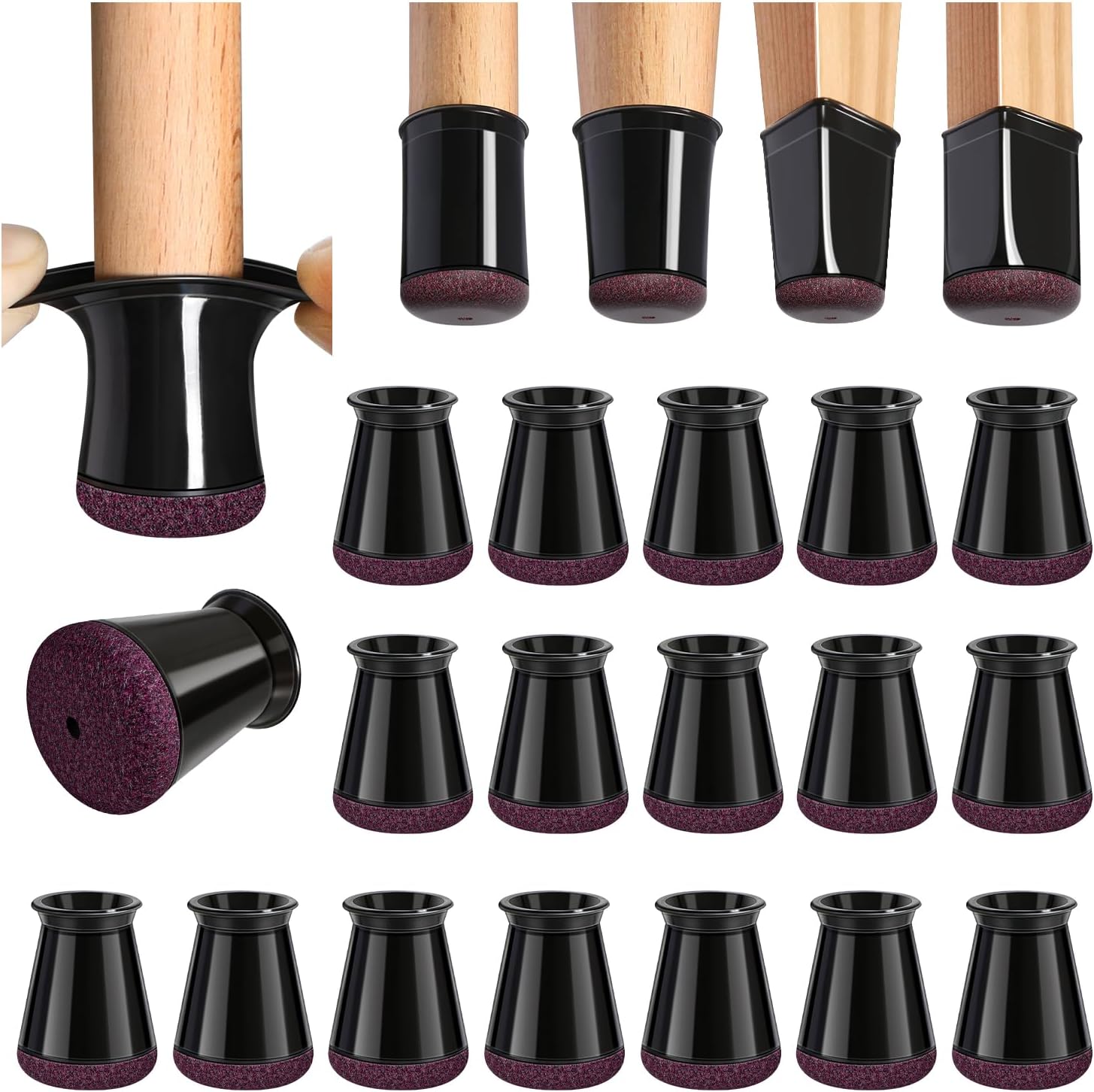 Set de 32 de protecții din silicon pentru picioarele scaunelor, cu pâslă