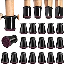 32 x Extra Small Round Chair Leg Protectors Black Silicone Floor Protectors for Chair Legs with Felt Pads (Fit: 13-22.9 mm)