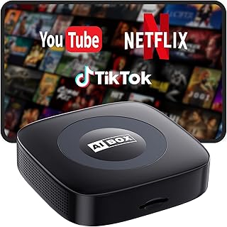 Wireless Carplay Adapter with Netflix/YouTube Ai Box for iPhone & Android Auto Supports TF Card Plug & Play Car Play Video Entertainment Box Fits for OEM Wired CarPlay Cars
