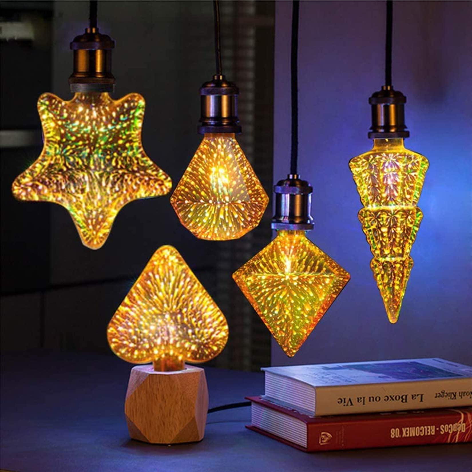 E27 Edison 3D Feu d'artifice Ampoule Rétro Verre LED Lampe pour la Décoration de la Maison Éclairage Décoration Classique Design Boule de Feu d'artifice Créatif