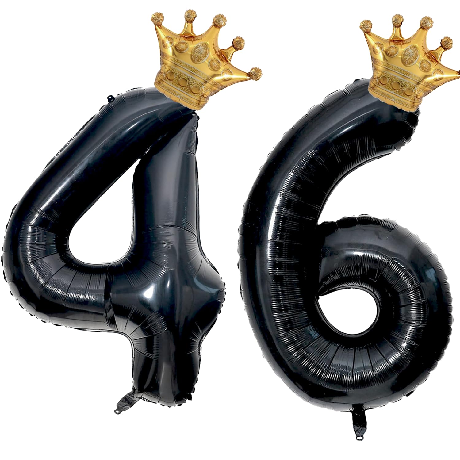 40 inch Large Black 46 Balloon Number with Gold Crown Balloons 46th Birthday Big Foil Mylar Helium Balloon for Women Man 46th Birthday Anniversary Decorations Supplies Favors(Number 46 Balloons）