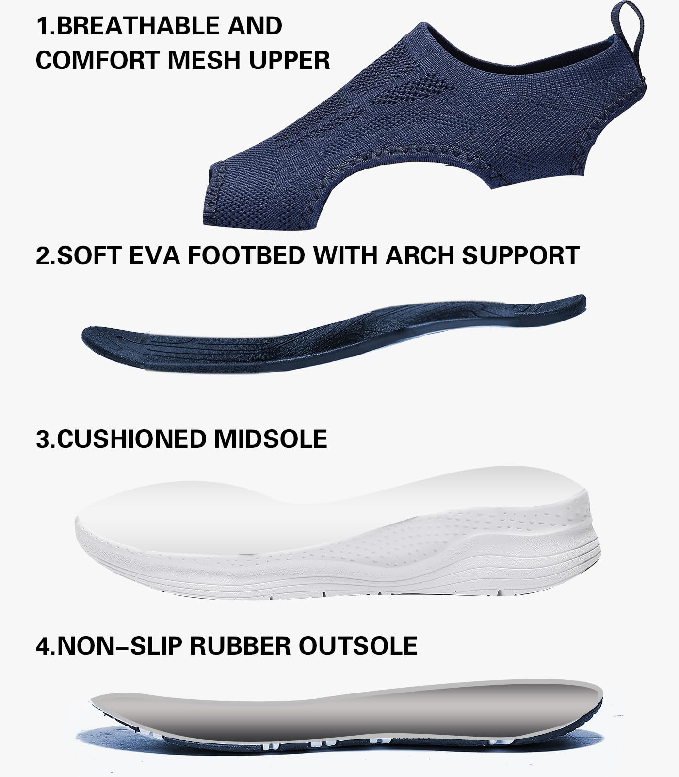 Sandalias de senderismo para mujer, ortopédicas, cómodas, para fascitis plantar, antideslizantes, informales, con puntera abierta, para atletismo, verano, playa
