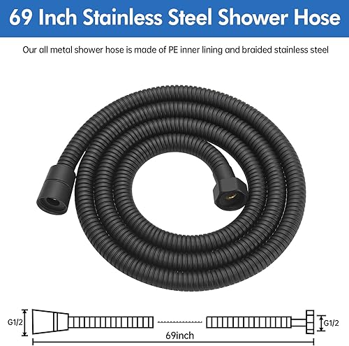 Miniatura 6 de RUMOSE Manguera de ducha de 69 pulgadas, manguera de extensión de cabezal de ducha de acero inoxidable extra larga, accesorio de tubo de ducha Mate