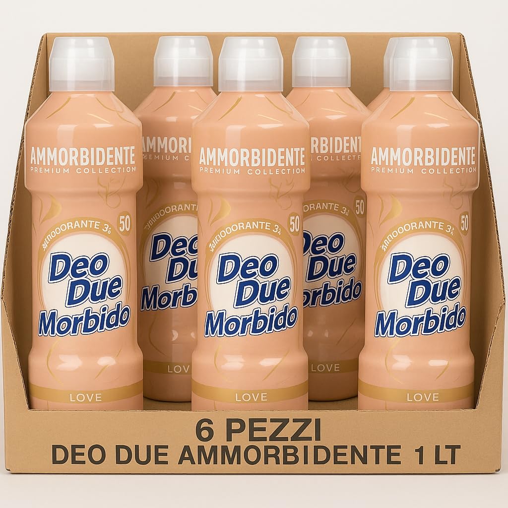 Ammorbidente Concentrato Deo Due Morbido 1L – Profumazioni Dream, Love, Nature e Sky – 3 o 6 Pezzi – 50 Lavaggi x Flacone (6x Ammorbidente Deo Due Morbido Love 1L – Profumazione Intensa, 50 Lavaggi)