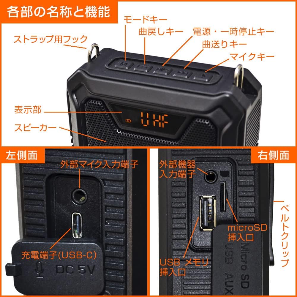 エフ・アール・シー F.R.C. NEXTEC ワイヤレス・ポータブル拡声器 NX-BV21WP (W) レジや窓口等にかんたん設置