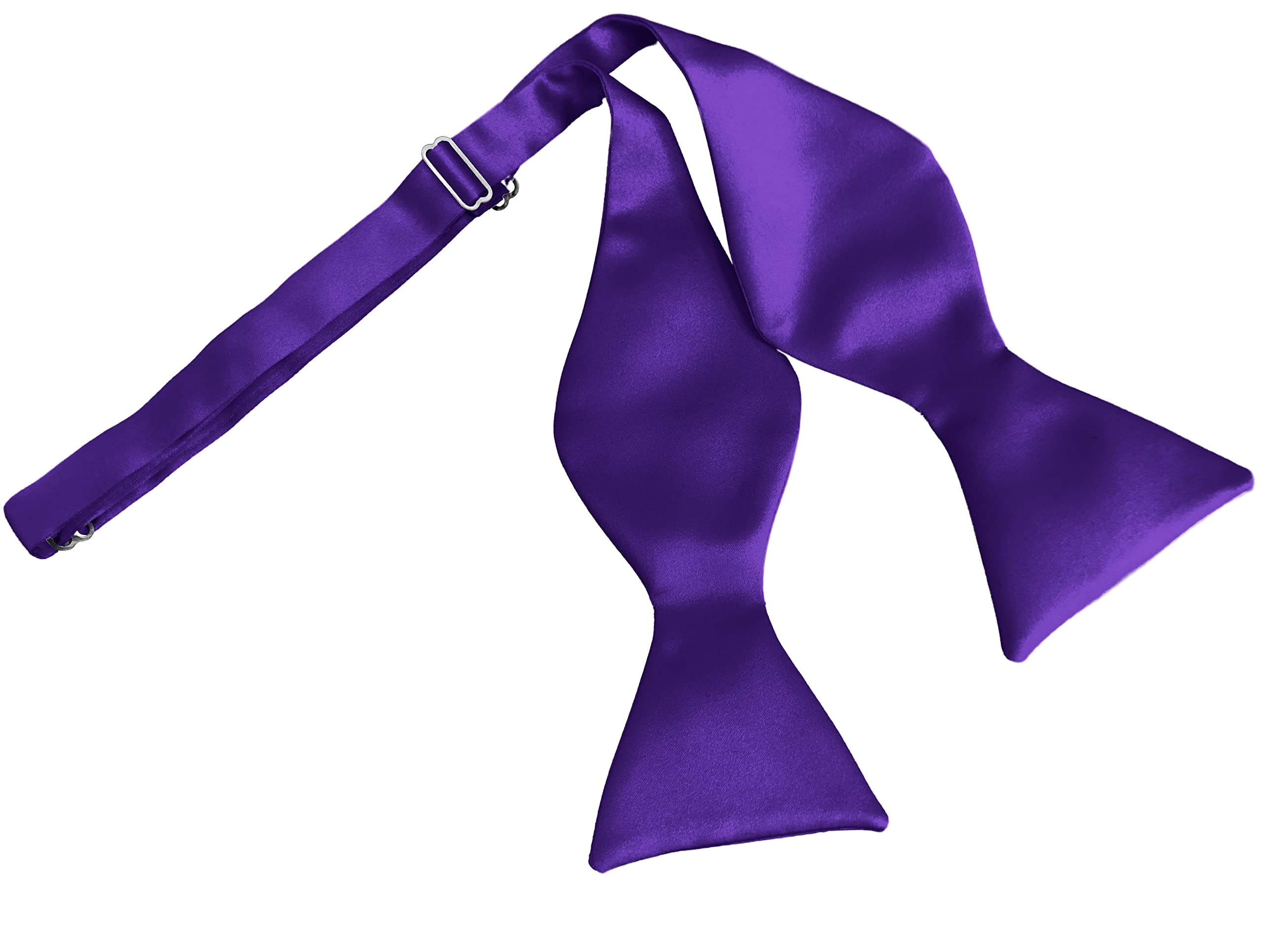 Great British Tie Club Men's Purple Italian Satin Self-Tie Bow Ties (Purple)