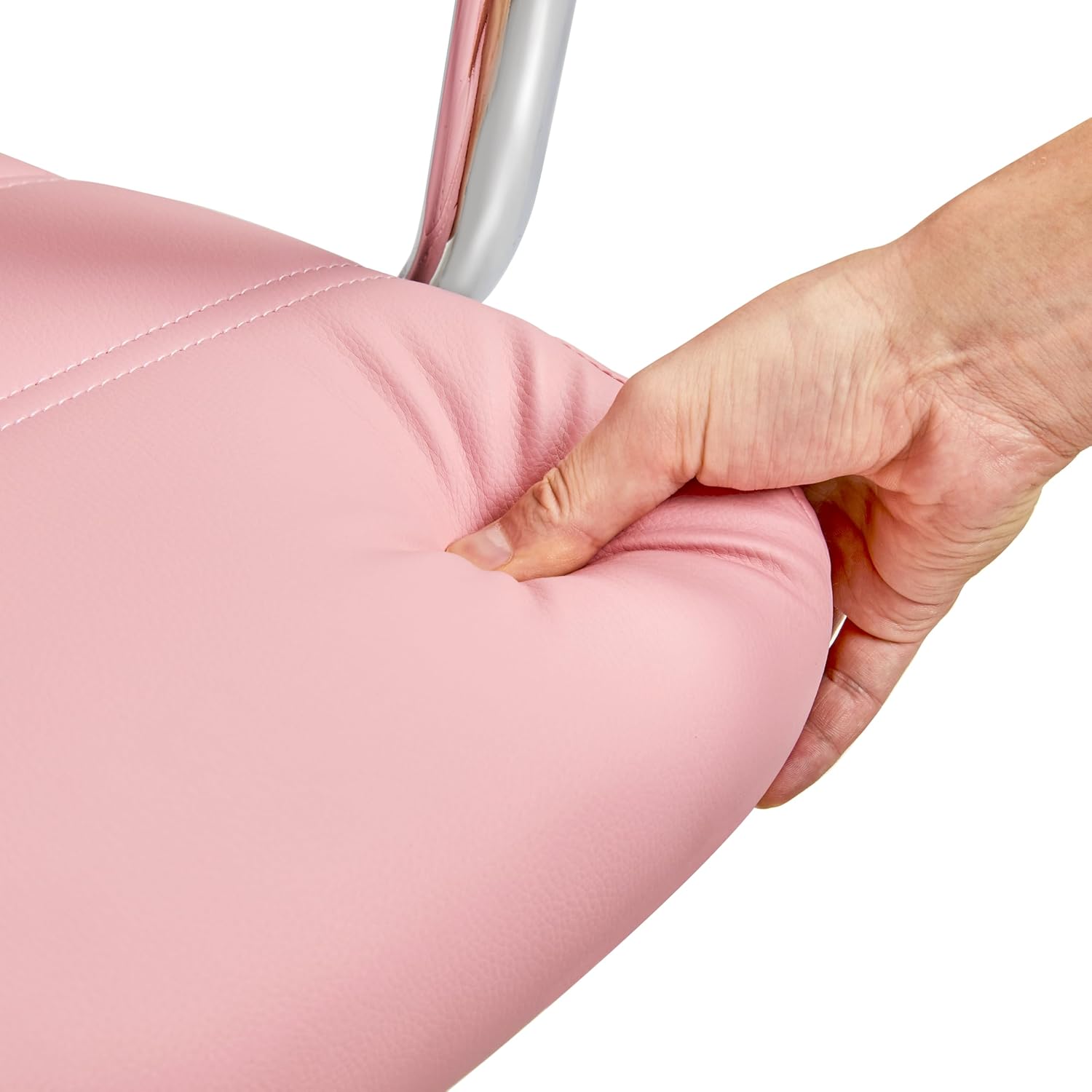 Yaheetech 2pcs Office Exectuive Chair Height Adjustable Swivel PU Leather Managerial Home Desk Chair with Arms Pink