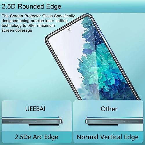 Miniatura 3 de UEEBAI Paquete de 2 protectores de pantalla para Samsung Galaxy S20 FE 5G, vidrio templado HD, protección de sensor transparente, fácil instalación,
