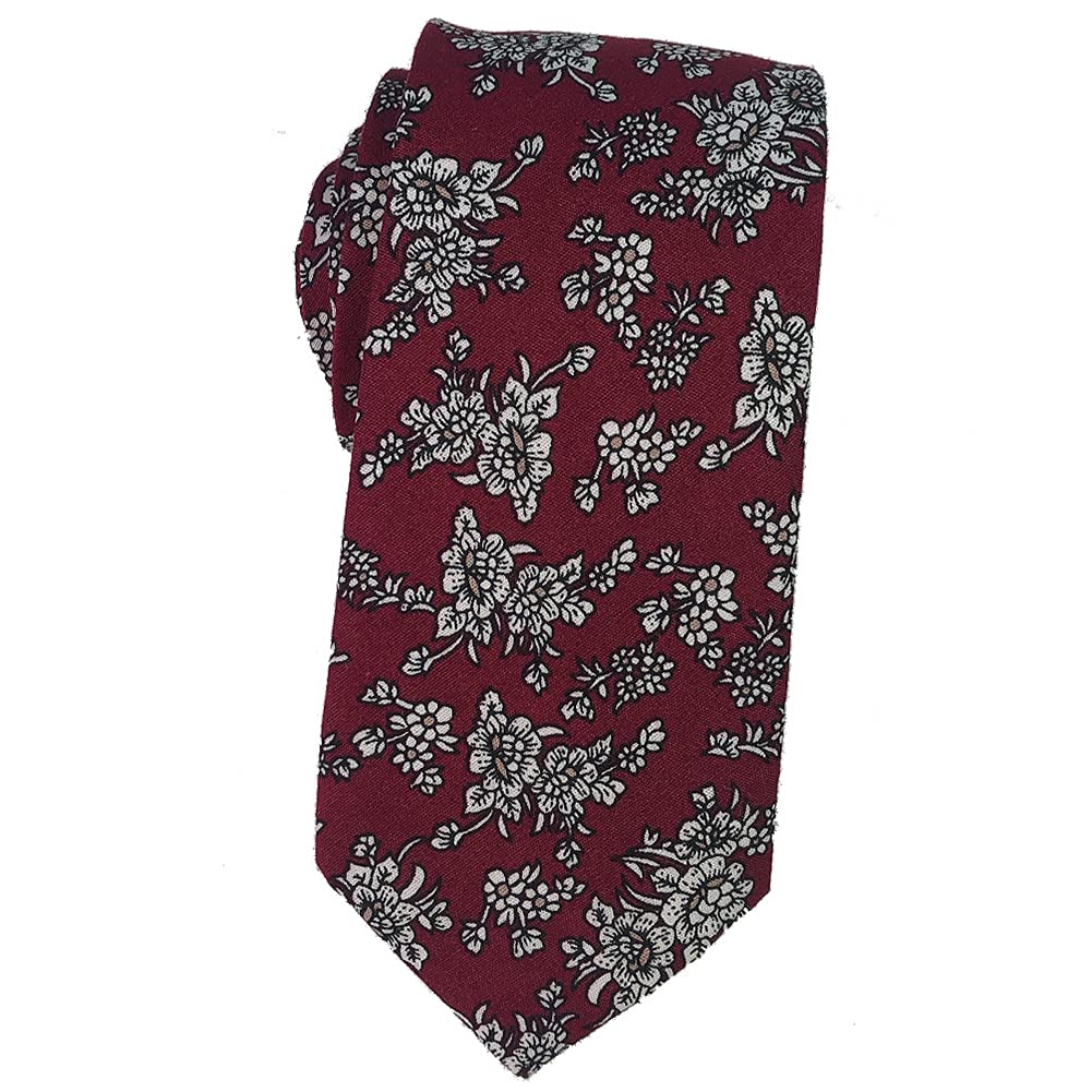 Mantieqingway Men's Cotton Floral Neck Tie 2.56'' Printed Skinny Tie