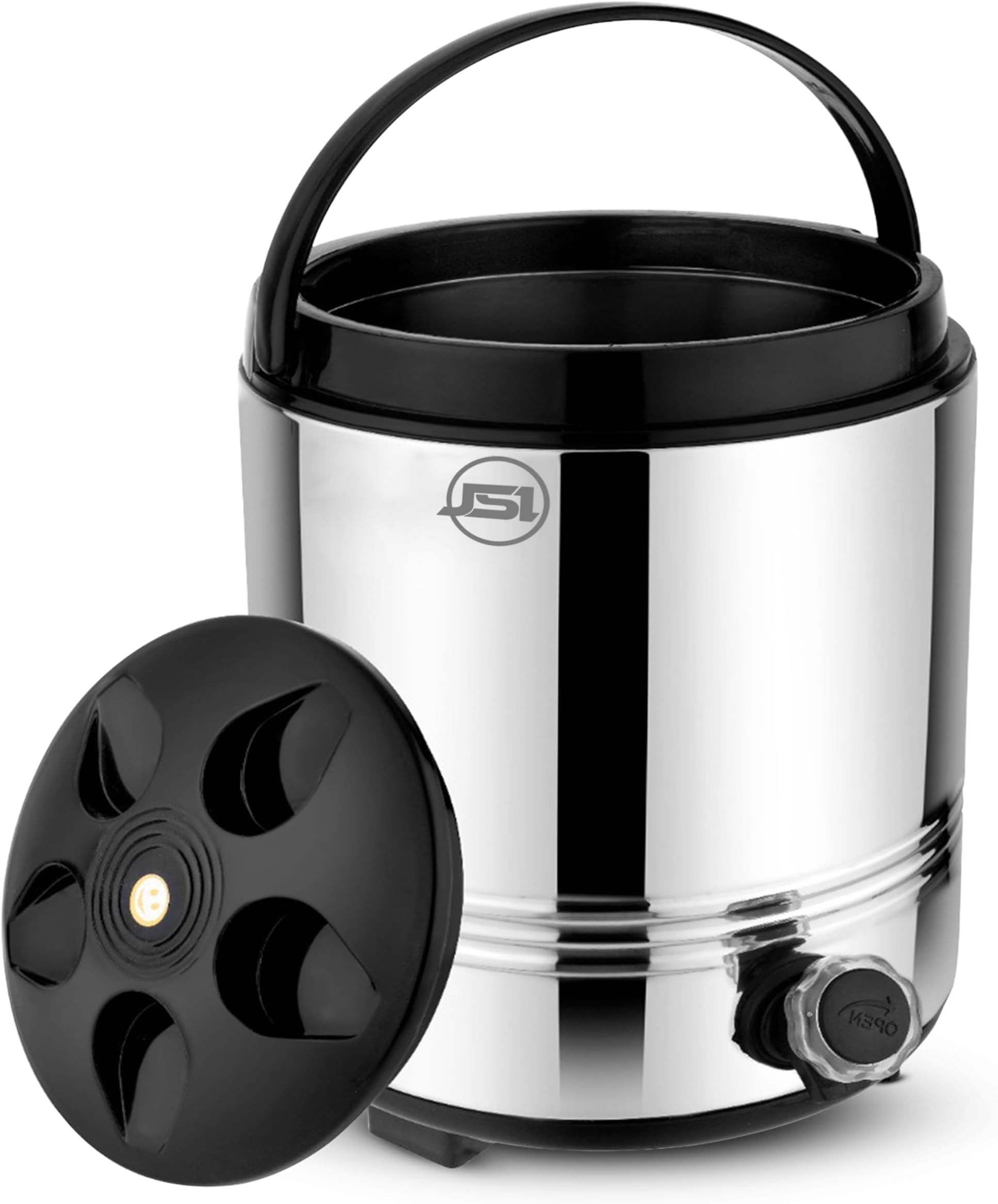 JSI HOT and Cold Water Jug 5 Liter PU Insulated with Carry Handle I Stainless Steel Inside and Outside I Hot Tea/Water Storage Containers for Kitchen Office Home (5 Liters), Silver