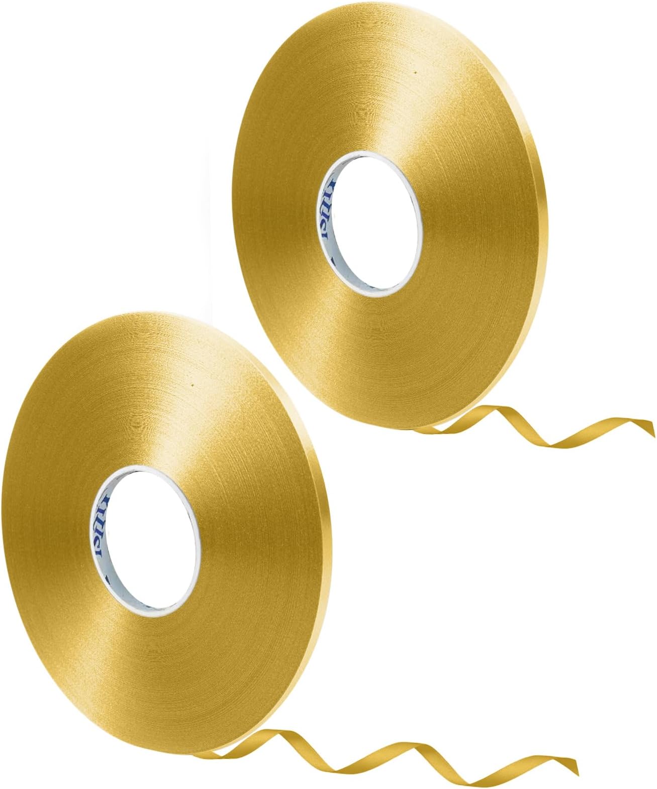 DONQL 2 PCS Balloon Ribbon, Ribbon for Balloons, 50M Per Roll, 5mm Width - Balloon String for Gift Wrapping, Crafting, Christmas, Curling (Gold)