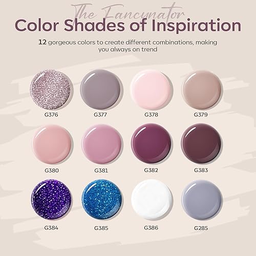 Miniatura 2 de modelones Juego de gel de extensión de uñas de polietileno, 12 colores de 0.55 onzas (0.53 oz), color blanco, desnudo, gris, brillantina, colección