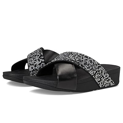 FitFlop Lulu Crystal Mix Metallic Cross Slides Women