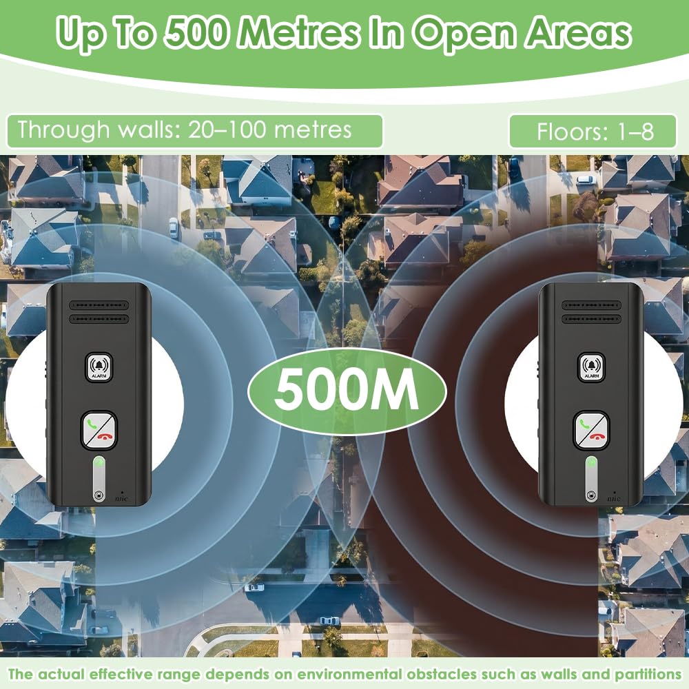 Interfono Casa Vocale Bidirezionale, 500M Citofono Wireless con Luce Indicatore e Lunga Durata, Lungo Raggio Interfono Senza Fili per Bambini, Anziani, Casa