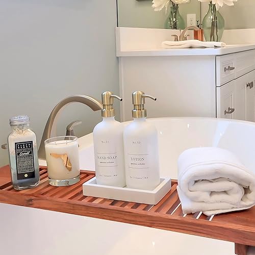 Miniatura 5 de Juego de dispensador de jabón de vidrio con bandeja de concreto  Dispensador de jabón de baño y cocina de granja  Jabón de manos, jabón para platos,