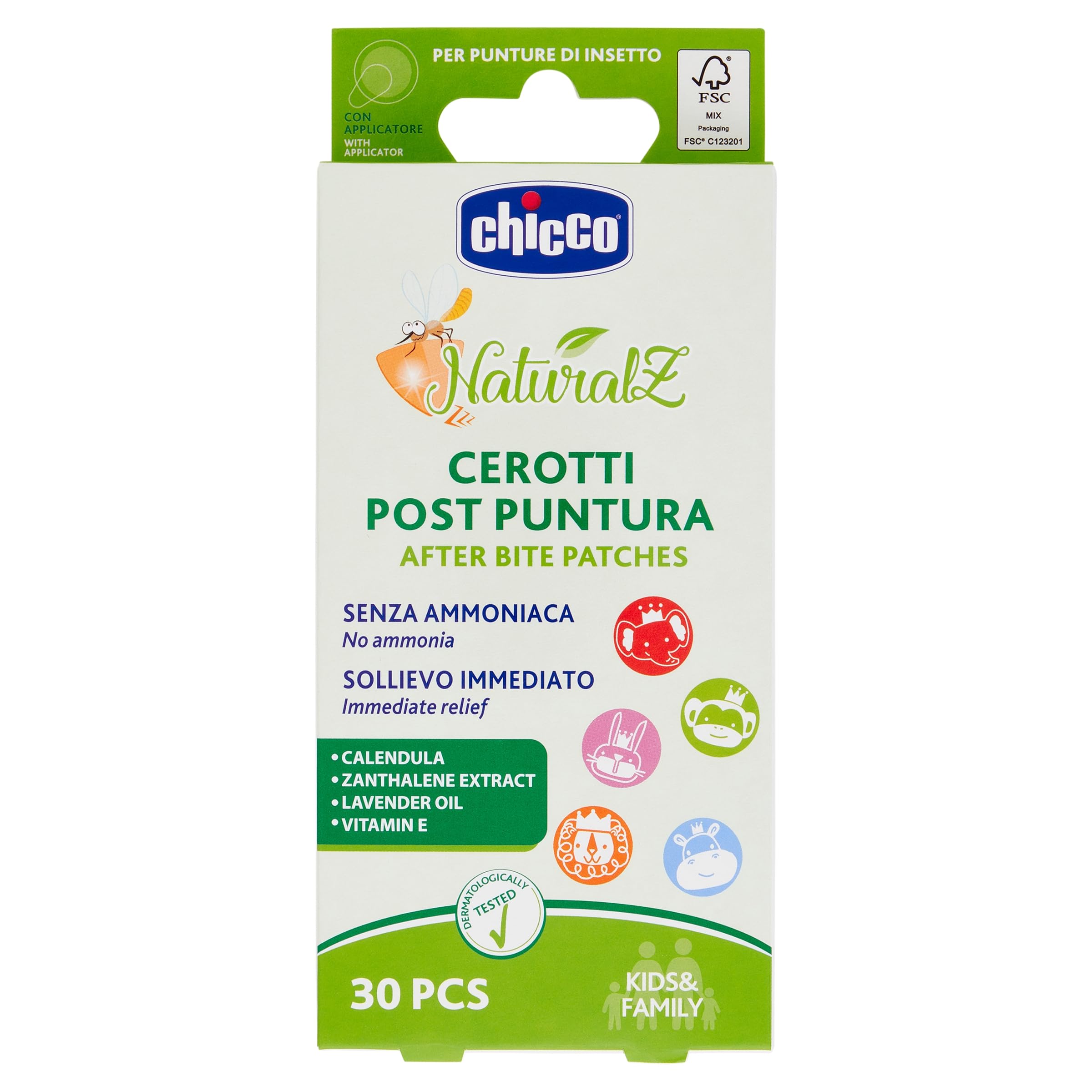 Chicco After Puncture Plasters, Anti-Itching Plasters for Bites and Insect Bite, Ammonic-free After-Puncture with Calendula, Suitable for Children, Soothing Function, 3 Years+